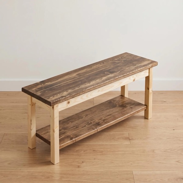 Entryway bench with shoe shelf
